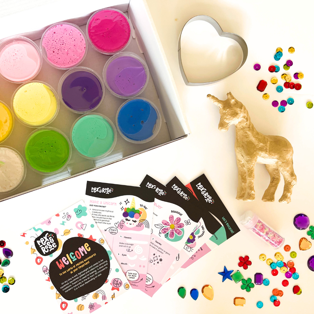 Unicorn Air Dry Clay Activity Kit. Kids unicorn crafts. Kids unicorn gift. Unicorn birthday.