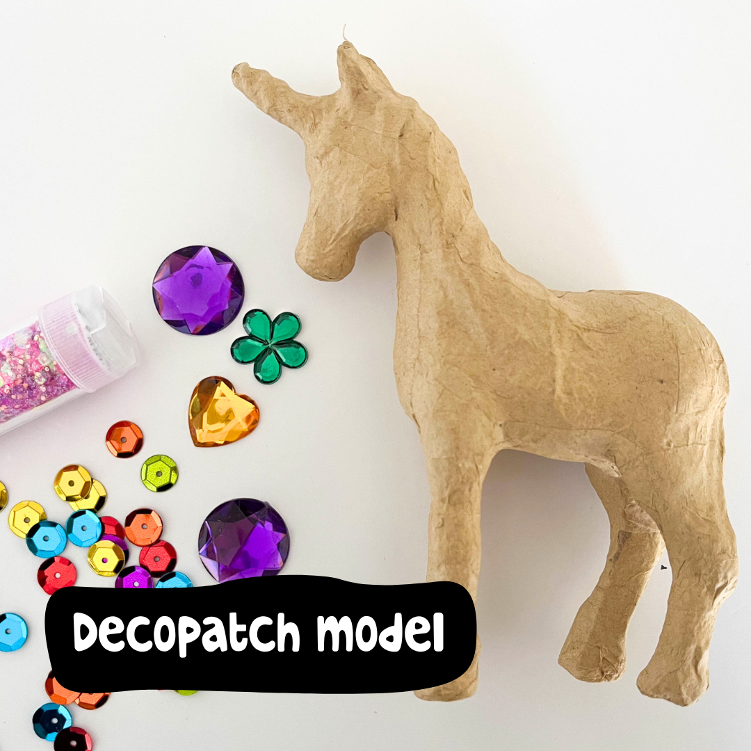 Decopatch Unicorn model to decorate with air dry clay. Unicorn Air Dry Clay Activity Kit. Kids unicorn crafts. Kids unicorn gift. Unicorn birthday.
