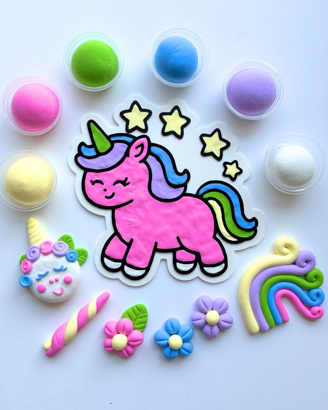 Unicorn Colour-In Clay Craft Kit for Kids, 3D Panel Activity