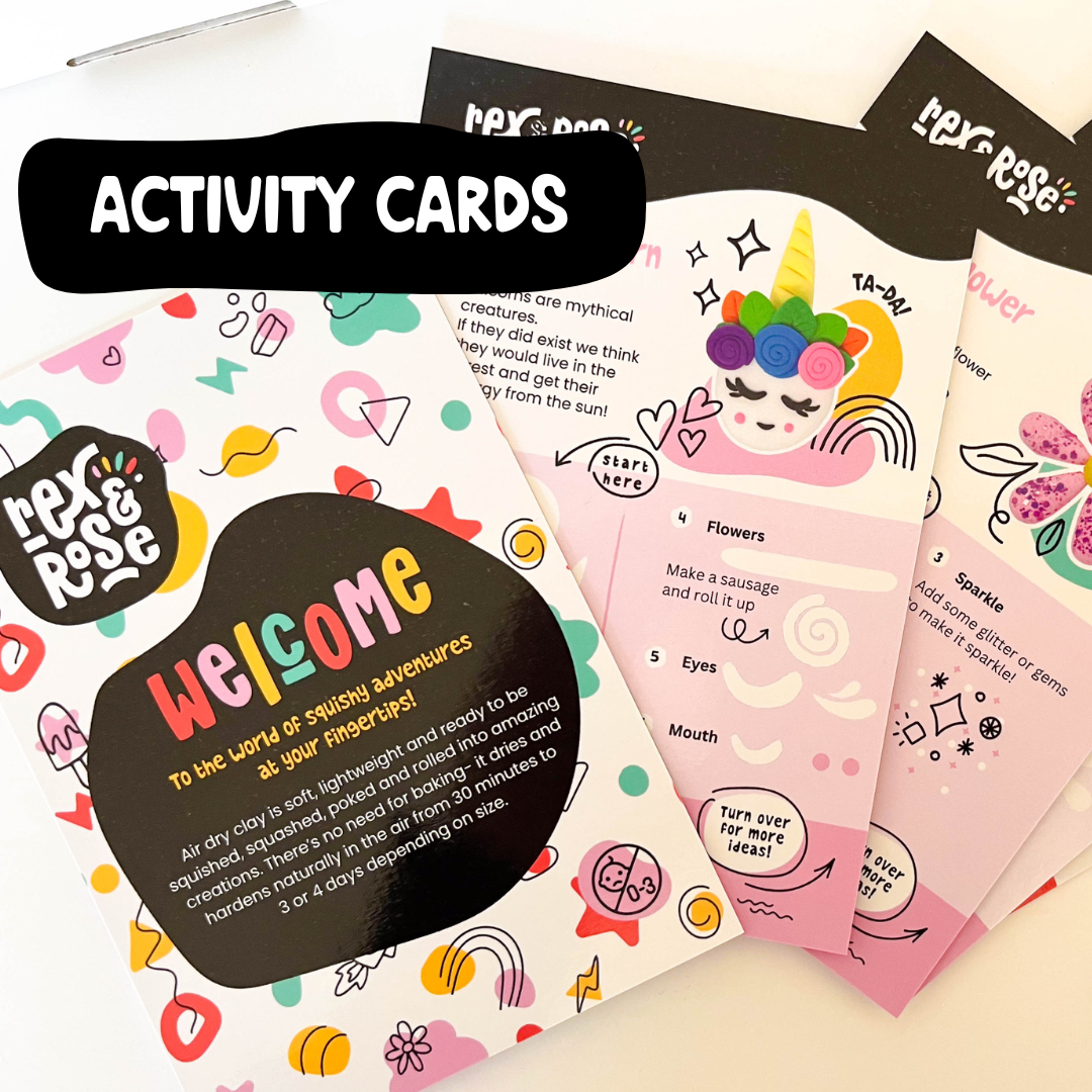 Activity cards with step by step guides and inspiration