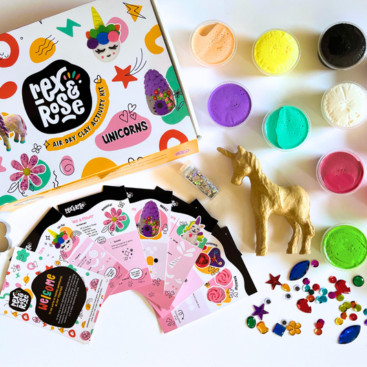Unicorn Air Dry Clay Activity Kit. Kids unicorn crafts. Kids unicorn gift. Unicorn birthday.
