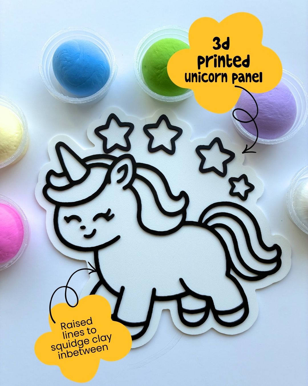 Unicorn Colour-In Clay Craft Kit for Kids, 3D Panel Activity
