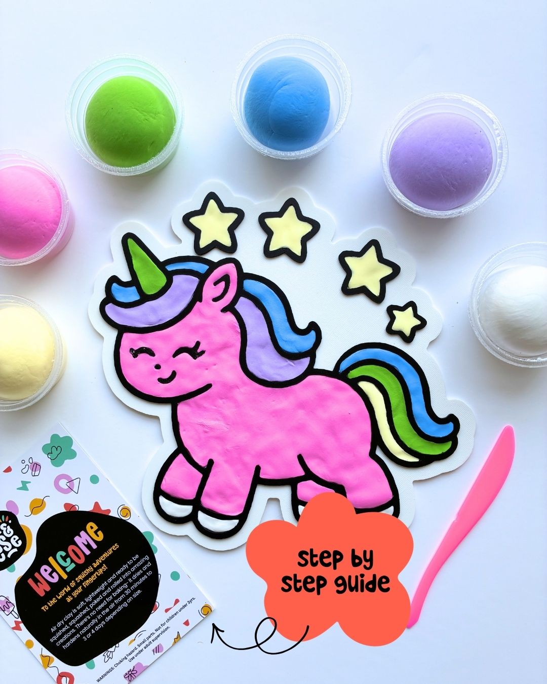 Unicorn Colour-In Clay Craft Kit for Kids, 3D Panel Activity