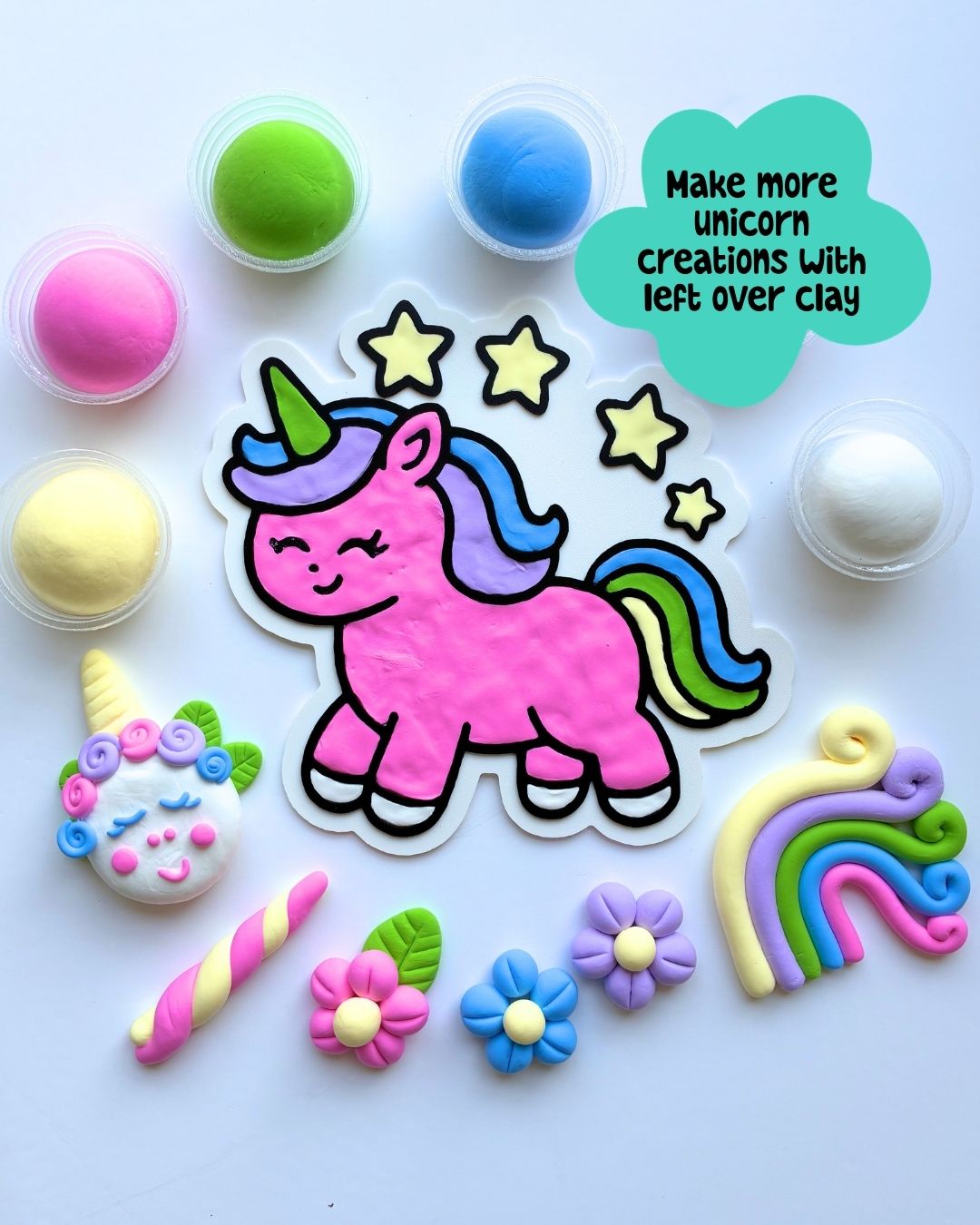 Unicorn Colour-In Clay Craft Kit for Kids, 3D Panel Activity