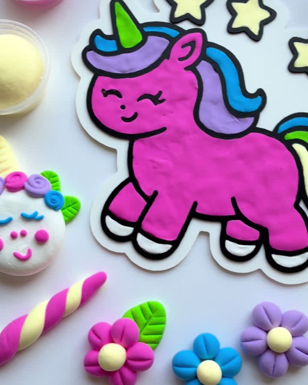 Unicorn Colour-In Clay Craft Kit for Kids, 3D Panel Activity