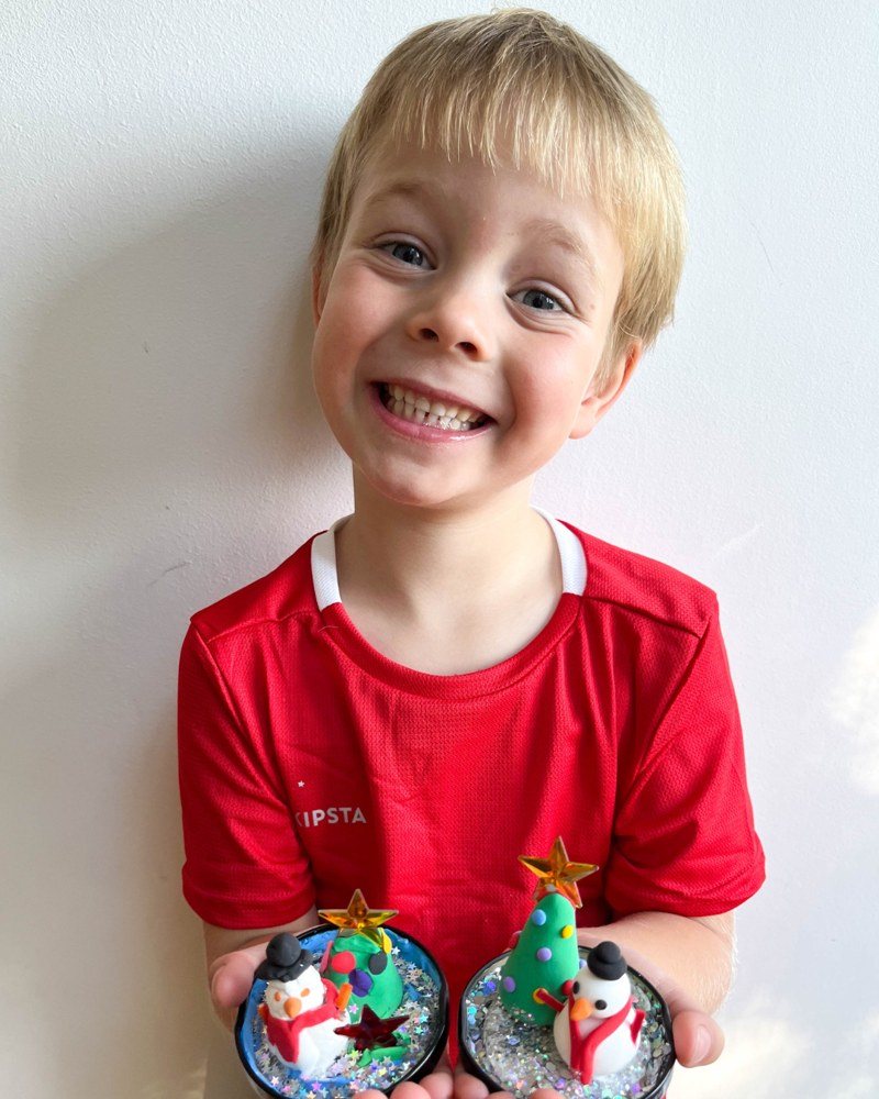 Jack with his clay snow globes