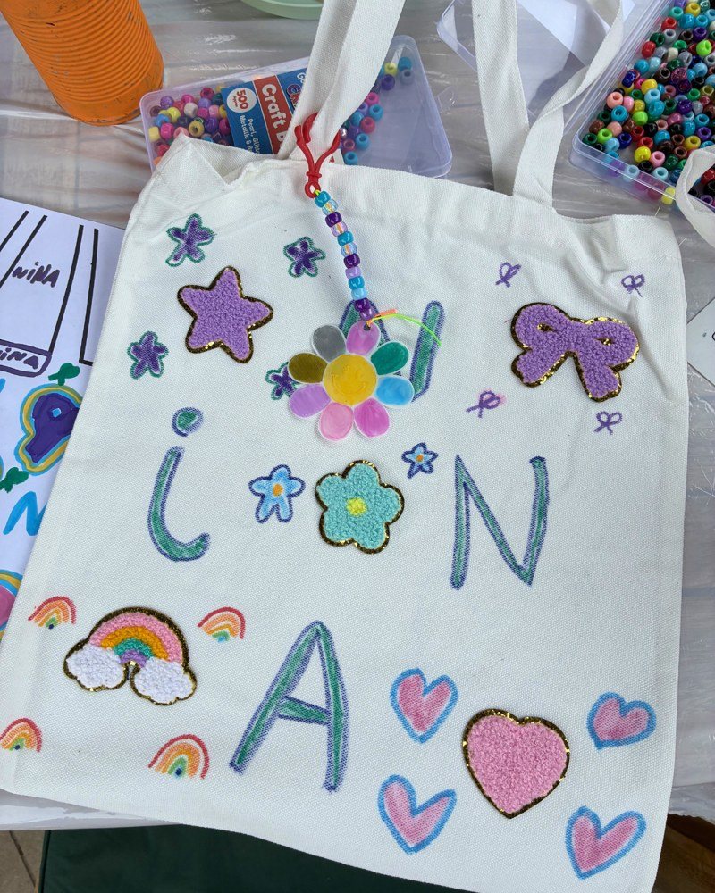 Decorated tote bag